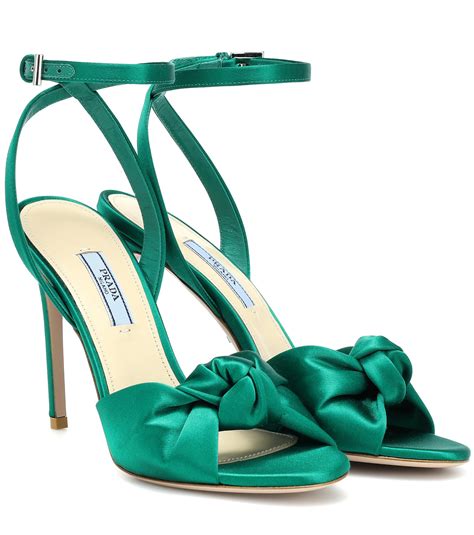 prada green satin sandals|Prada shoes for women.